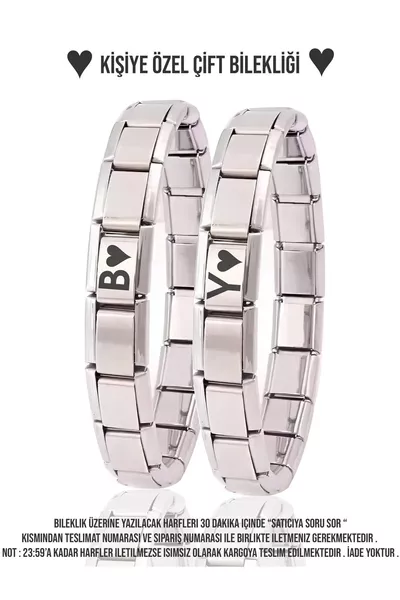 Italian Charm Steel Bracelet with Personalized Letters for Couples - Gift for Your Lover (2 Pieces)