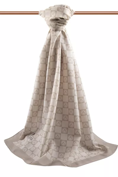 Châle en soie de Médine de luxe pour femme Beige-4