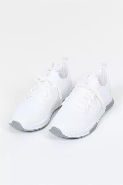 White Lightweight Comfortable Casual Unisex Knit Sports Walking Sneakers