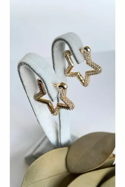 Zircon Stone Custom Design Star Earrings