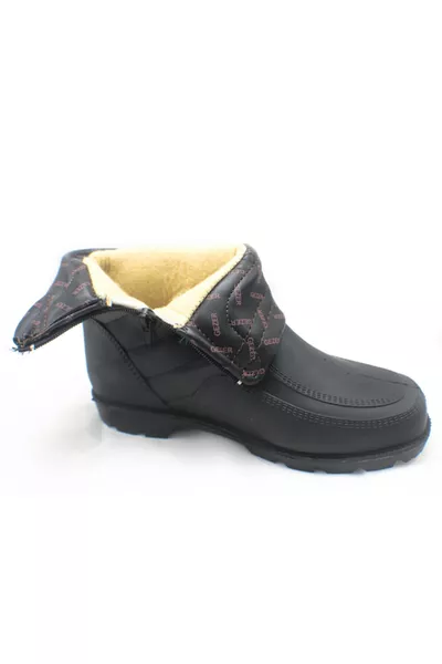 حذاء قصير أسود مبطن بالصوف ومطاطي مقاوم للماء للصيادين والصيادين البرية والرحلات