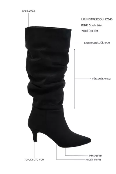 حذاء نسائي أسود من الجلد المدبوغ 