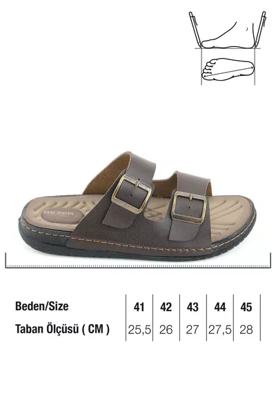 شبشب رجالي صيفي من الجلد الصناعي بمشبكين قابلين للتعديل ونعل مريح يومي