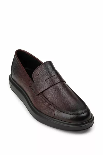 Genuine Leather Burgundy Comfort Casual Men's Shoes
