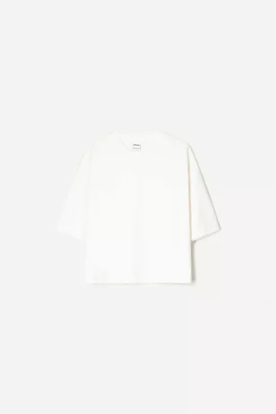 Тежка памучна тениска с къс ръкав и широк силует