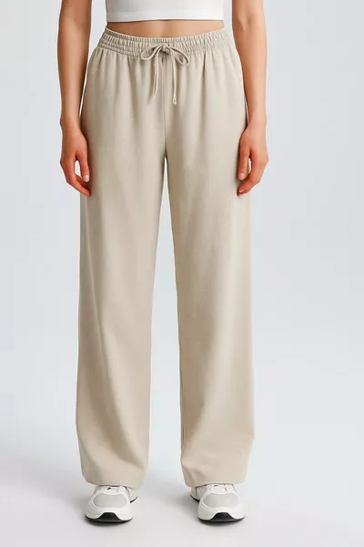 بنطال كتان نسائي واسع الأرجل