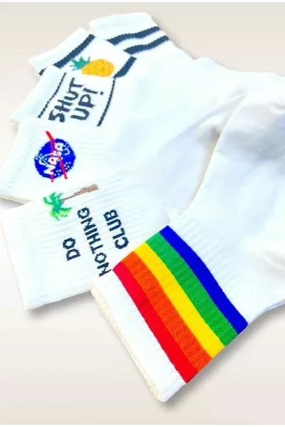 6 Paar Gemusterte Baumwollsocken – Unisex Lange College- & Sneaker-kompatible Socken für Damen und Herren