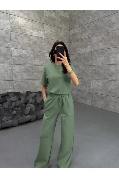 Дамски комплект с къси ръкави от трико с ликра, супер еластичен, с много висока талия