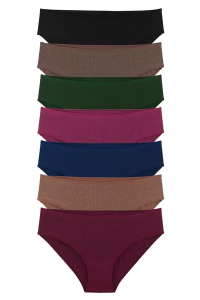 Dames Ribbel 7-delige Slipset Gemengde Kleuren 