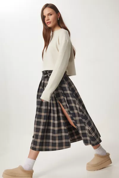 تنورة منسوجة كلوش مربعة بحزام أنترسيت فيزون 