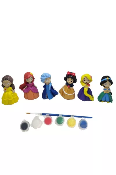 Preschool Educational Stone Painting Set Princess Series 6-Piece Set Stone Painting (8 cm)