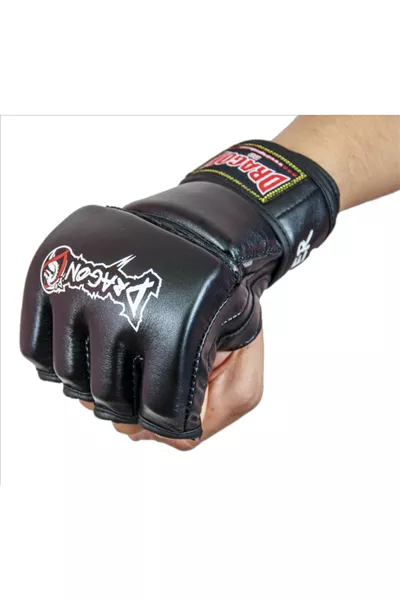 Faux Leather Fighter MMA Gloves Free Fight Bag Training Gloves Black
