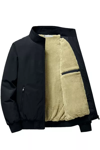 Ghassy Co Giacca Uomo con Chiusura a Bottone, Interno in Pile, Isolamento Termico Ultra, Collo Alto