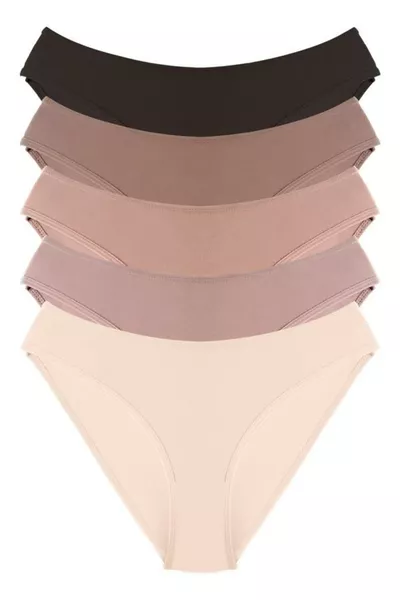 طقم 5 قطع من سروال بيكيني نسائي قطني