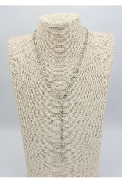 Transparante steen hartdetail Y-vormige sieradenketting