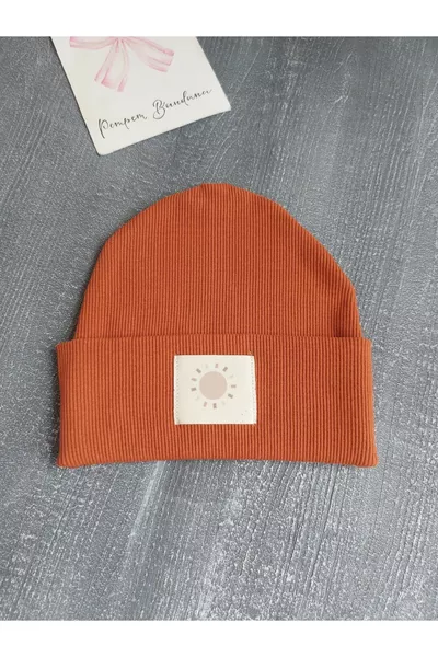Ribbed Knit Beanie with Label for Kids/Babies