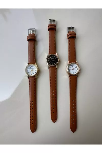 ساعة يد بسوار جلدي بأسلوب عتيق