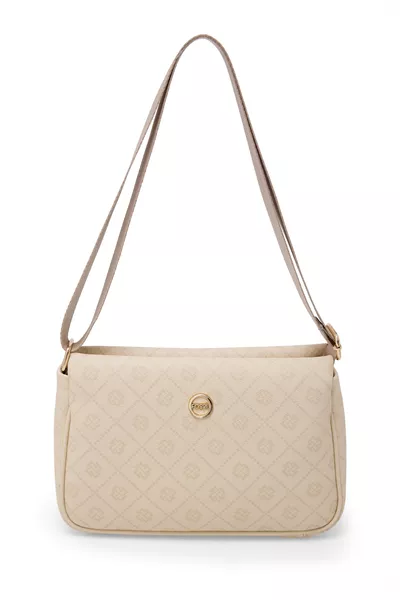 حقيبة كتف نسائية بيج متقاطعة 