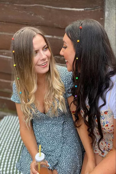 خرز جدائل للشعر قوس قزح للنساء، مجموعة من  قطعة