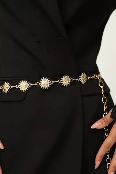 سلسلة خصر نسائية بتفاصيل ذهبية من غونش، حزام خصر، حزام فستان، حزام تنورة، حزام بنطال