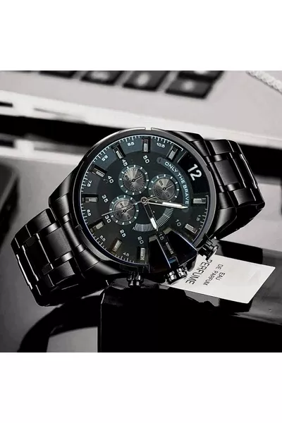 ساعة يد رجالية مقاومة للماء بحزام فولاذي