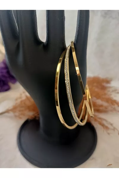 3-Piece Zircon Stone Ajda Steel Bracelet