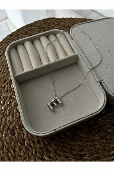 Collana con Ciondolo a Lettera E in Argento Balloon in Acciaio Inossidabile L