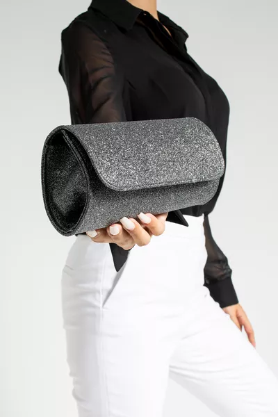 Women's Glitter Platinum Mini Clutch Evening Bag Shoulder Bag