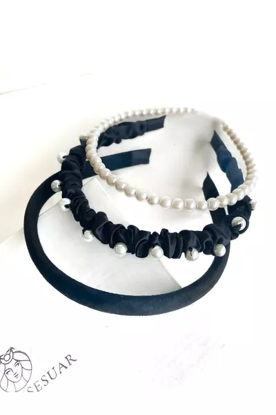 Triple Pearl Classic Tiara Set