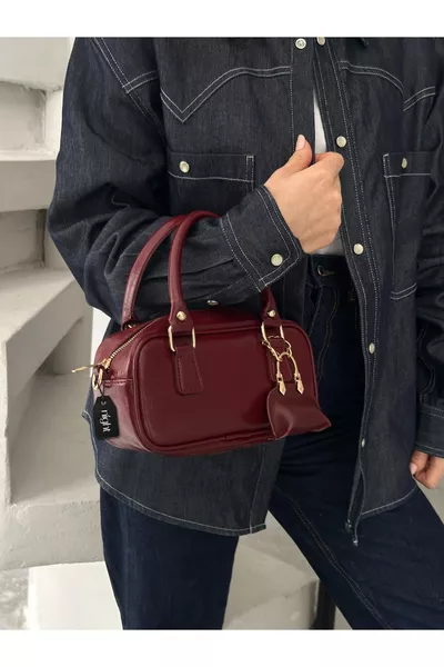 Bonnie Model Burgundy Charm Women's Hand and Shoulder Bag