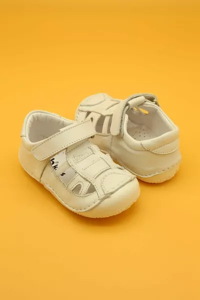 Scarpa ortopedica unisex per bambini in pelle bianca 