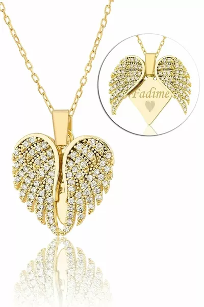 قلادة قلبية مع أجنحة الحب مخصصة ومخفية باسم الشخص 