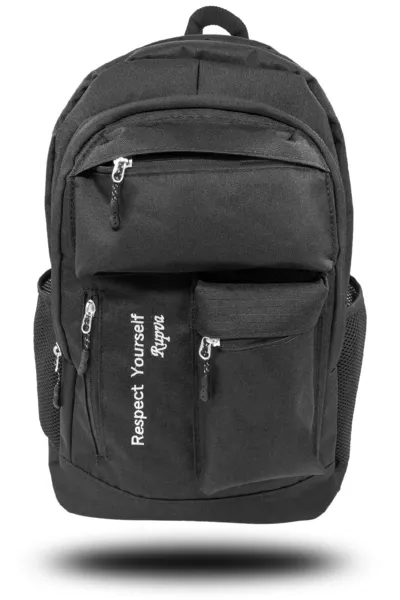 Zaino da scuola unisex per ragazzi e ragazze, quotidiano, con tasche laterali e molte tasche, colore nero