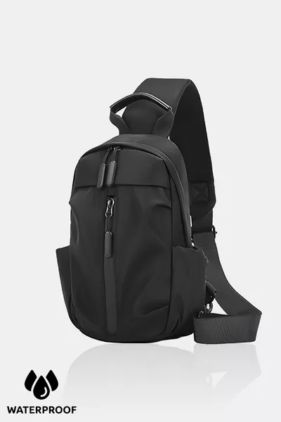 Sac à bandoulière et ceinture noir avec tissu déperlant et fermeture éclair