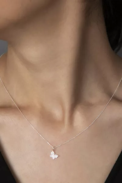 Women's Butterfly Model  Silver Necklace