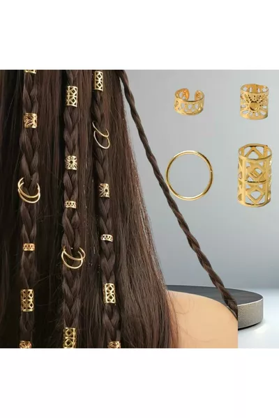 حلقة شعر بوهيمية-أقراط شعر حلزية مجموعة نماذج مختلطة  قطع ()