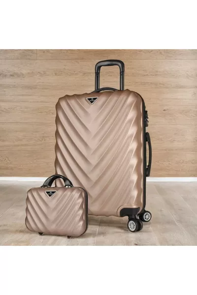 مجموعة شنط سفر من لوطس أبس متوسطة ومكياج بلون الذهب 2 قطع