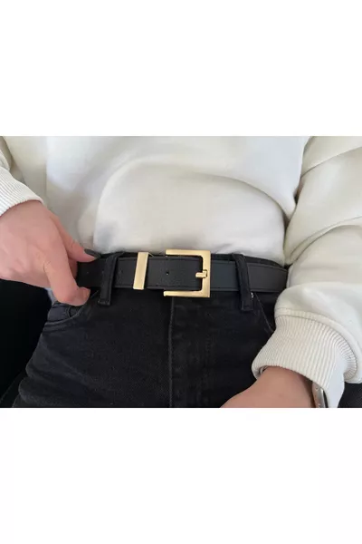 حزام نسائي بمشبك مربع على شكل جسر، حزام بنطال، حزام سترة، حزام فستان