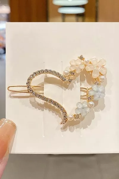 Комплект от 4 броя фиби с цветя от златен метал за жени