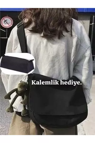 - Original Postacı Çanta Unisex Sokak Tarzı - Kalemlik Hediye