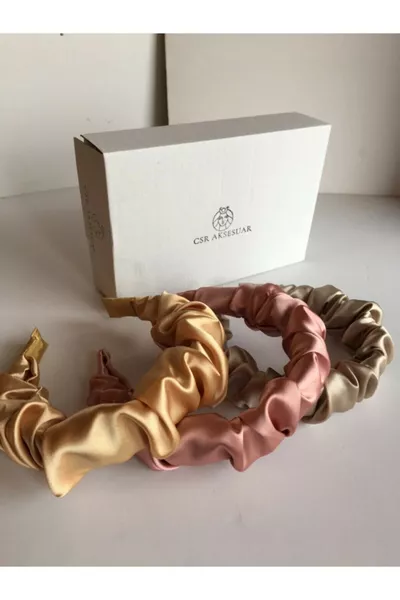 3-Piece Satin Ruched Tiara Set