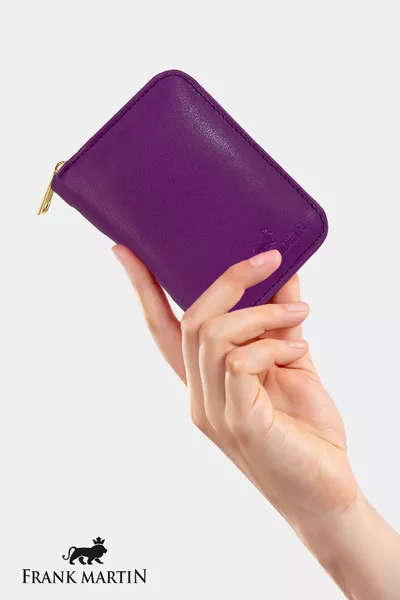 Елегантен дамски портфейл Rio с оригинална кутия, с монети и хартиени пари, с цип и карти, лилав