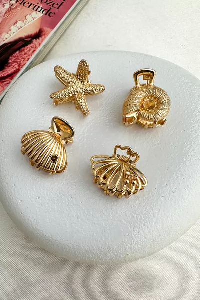 مشبك معدني صغير شكل صدف النجوم (المقاس: 2 سم)