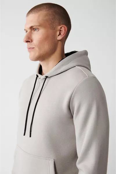 Sweat-shirt en coton 3 fils à capuche Stone Hooded Homme 
