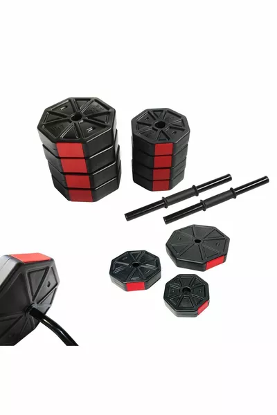 قضيب مسطح  كجم ( سم) Z Bar ( سم) طقم حديد الدمبل الكامل مع غطاء أحمر