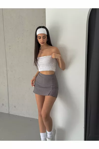 المرأة مخطط واحد شق السراويل تنورة