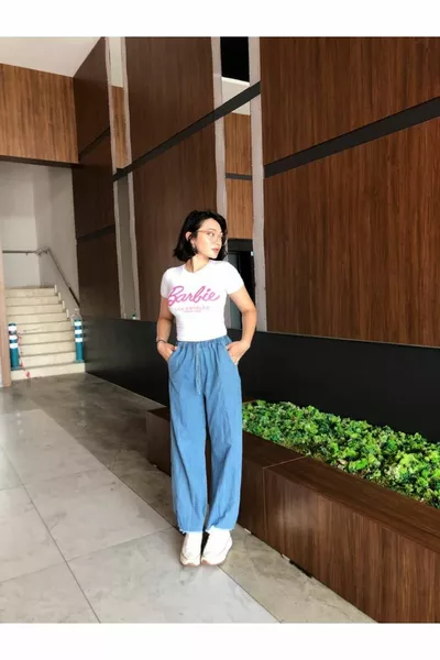 Trendy Palazzo Gabardine Fringed Pants