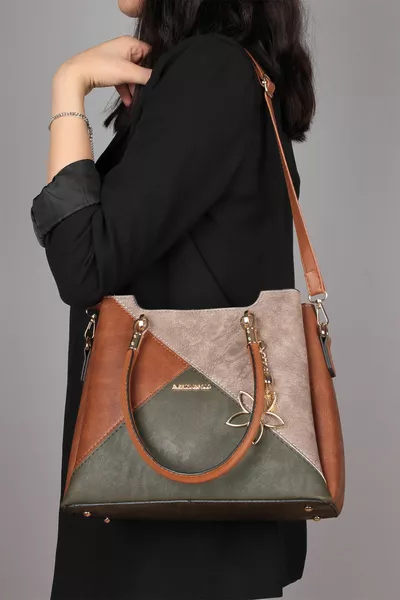  Borsa da braccio da donna Multi-scomparto Borsa a mano e tracolla Tan