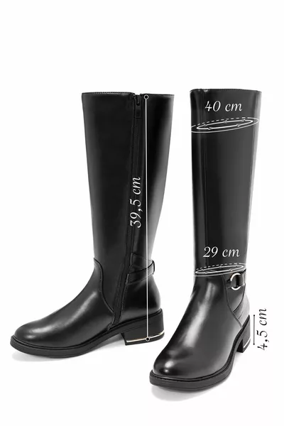 Stivali da donna con fibbia con cerniera nera dettagliata 