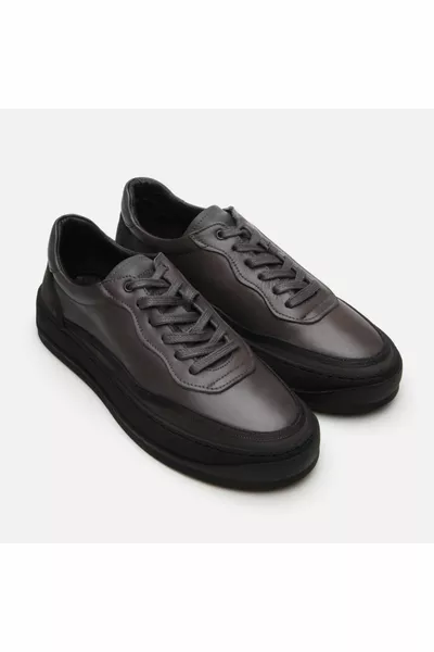 Scarpe casual da uomo grigie in vera pelle